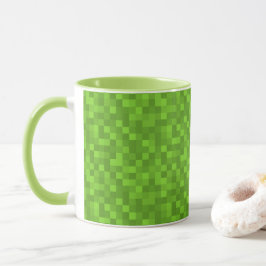 Caneca Padrão de Pixel Verde Retro 8-Bit de Jogos