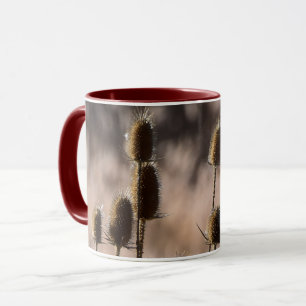 Caneca Padrão de Planta Seca de Teasel Tistle Rústico
