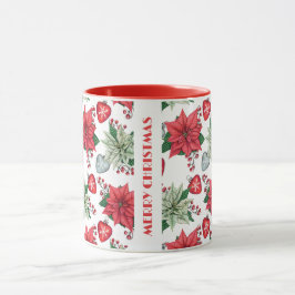 Caneca Padrão de Poinsettia de Natal