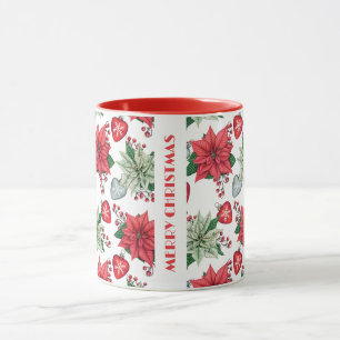 Caneca Padrão de Poinsettia de Natal