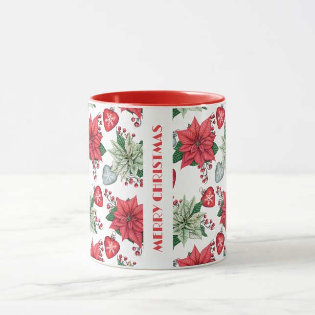 Caneca Padrão de Poinsettia de Natal (Centro)