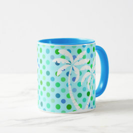 Caneca Padrão de Polkadots do Verde limão Azul Aqua Turqu