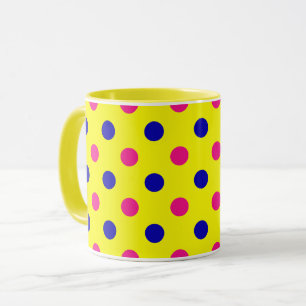 Caneca Padrão de Pontos Amarelo Rosa Azul