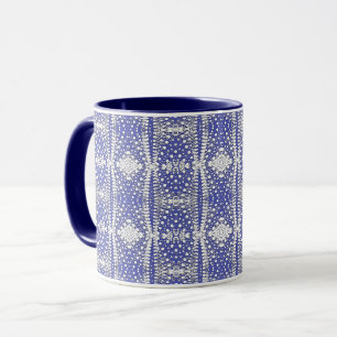 Caneca Padrão de Pontos Brancos no Azul
