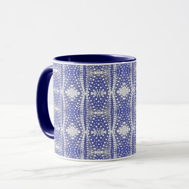 Caneca Padrão de Pontos Brancos no Azul (Frente Esquerda)