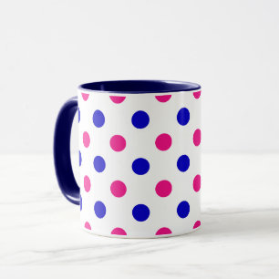 Caneca Padrão de Pontos Brancos Rosa Azul