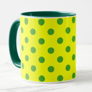 Caneca Padrão de Pontos Polka Amarelos e Verdes