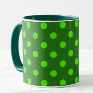 Caneca Padrão de Pontos Verde Sobre Verde Escuro