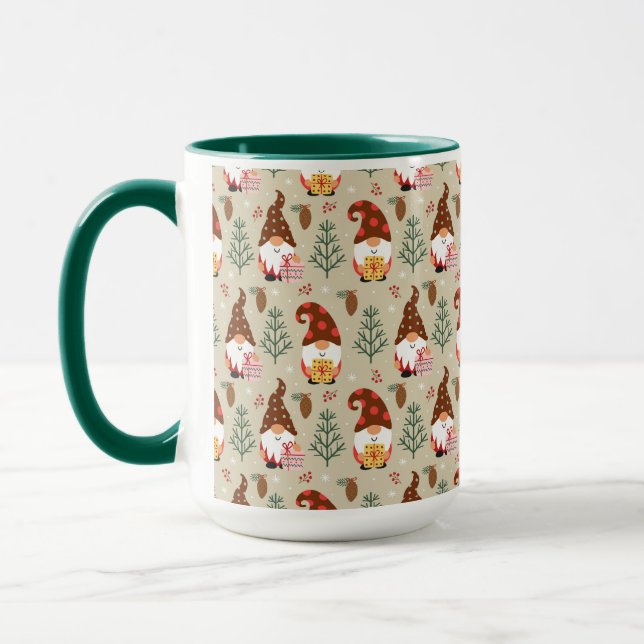 Caneca Padrão de presentes dos gnomos de Natal (Esquerda)