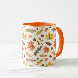 Caneca Padrão de queda de folha de outono colorida