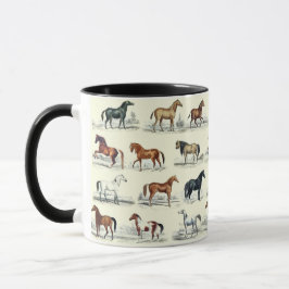 Caneca Padrão de Raças de Cavalos de Vintagem Elegante