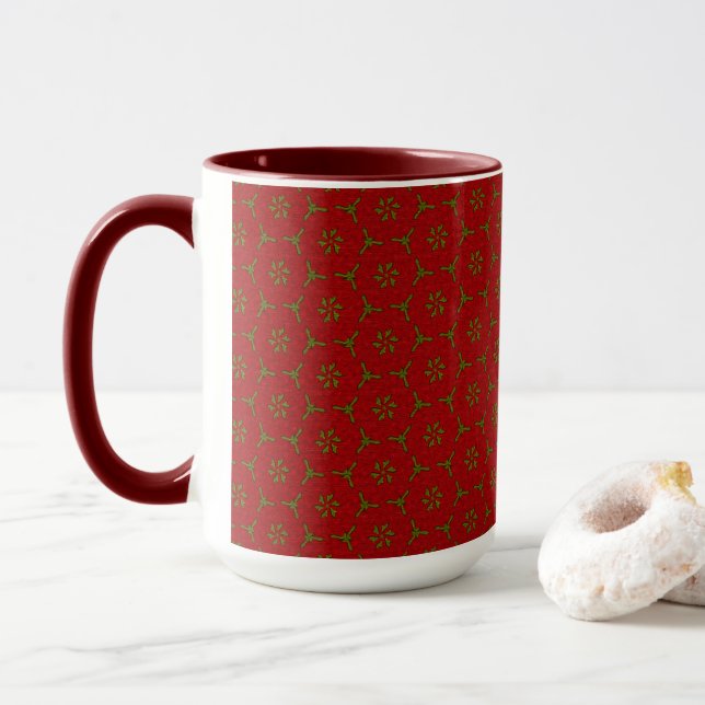 Caneca Padrão de rendas de Natal (Com Donut)