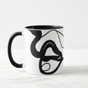 Caneca Padrão de retenção: Abstrato preto, branco, Cinza