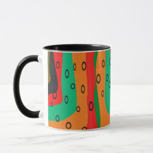 Caneca Padrão de retrorcores modernas abstrato sem costu