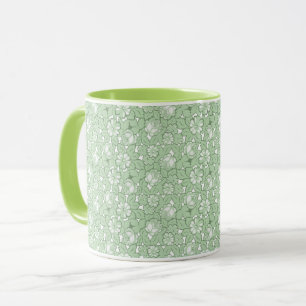 Caneca Padrão de rosa com luz verde