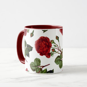 Caneca Padrão de Rosas Vermelhas