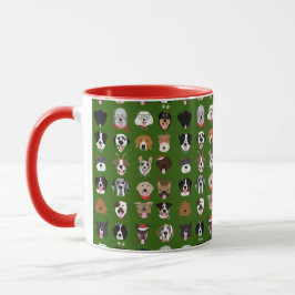 Caneca Padrão de Rosto de Cão de Natal