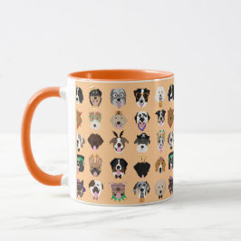 Caneca Padrão de Rostos de Cachorro Halloween