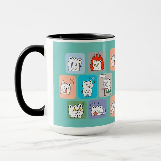 Caneca padrão de rostos de ursos  (Esquerda)