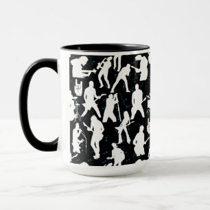 Caneca Padrão de silhueta de Banda rochosa.w preto BG