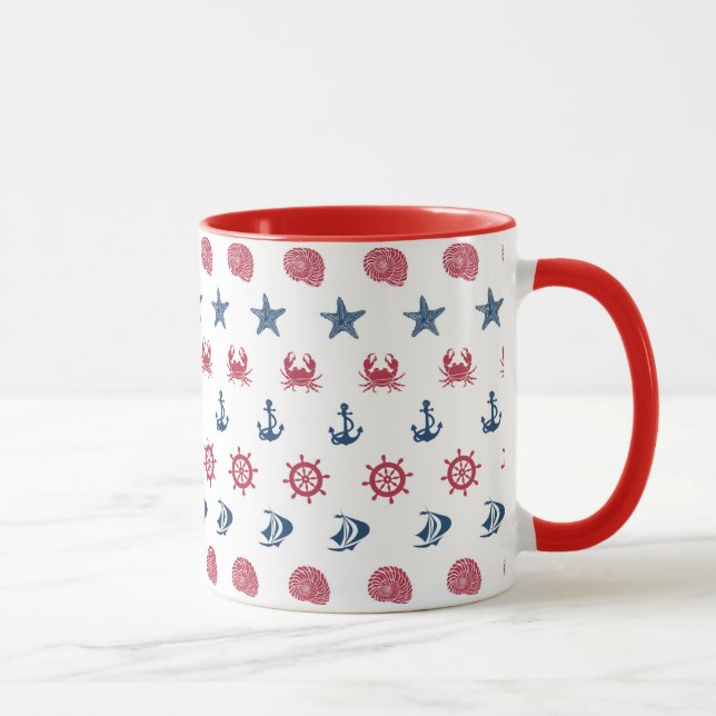 Caneca Padrão de Símbolos Vermelho Branco E Azul (Direita)