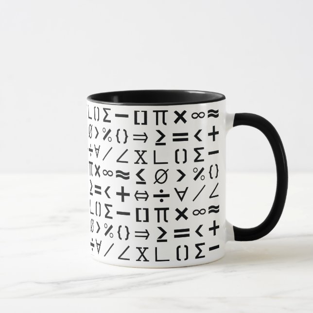 Caneca Padrão de Sinais e Símbolos Matemáticos Pretos e B (Direita)