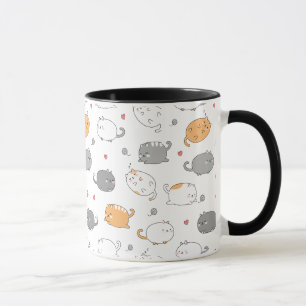 Caneca Padrão de Sonhos de Gato Sonolento Fofo e Aconcheg