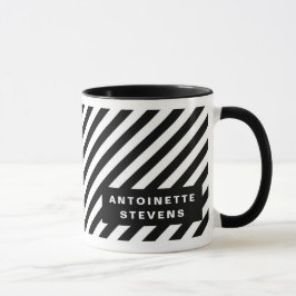 Caneca Padrão de Stripe Preta e Branca