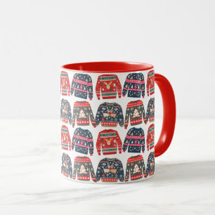 Caneca Padrão de Suéteres de Natal Feios