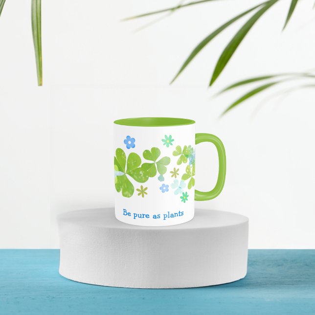 Caneca Padrão de Tampão de Café Folha (Pattern Leaf Clover Coffee Mug
)