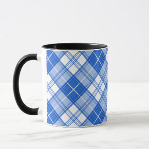Caneca Padrão de Tartan Branco Azul Escuro yxm0uat9 na di