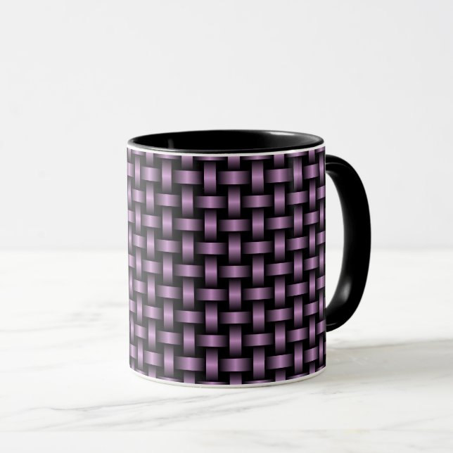 Caneca Padrão de Tecido Preto Roxo (Frente Esquerda)