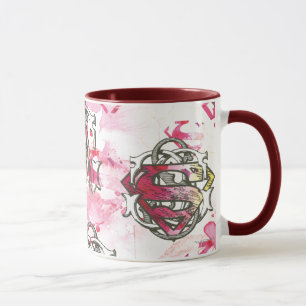 Caneca Padrão de Tinta Rosa Supergirl