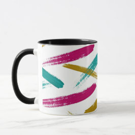 Caneca Padrão de Traços Vibrantes, Azul-ciano, Magenta e