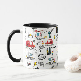 Caneca Padrão de Transporte Divertido para Crianças