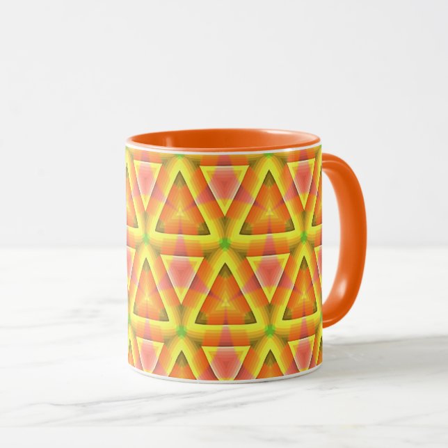 Caneca Padrão de Triângulo Amarelo Dourado (Frente Esquerda)