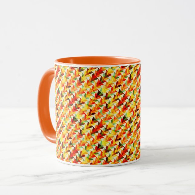 Caneca Padrão de triângulos abstratos fofos (Frente Esquerda)