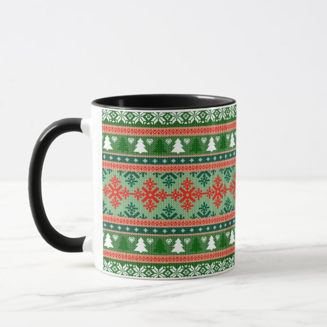 Caneca Padrão de tricô de Natal (Esquerda)