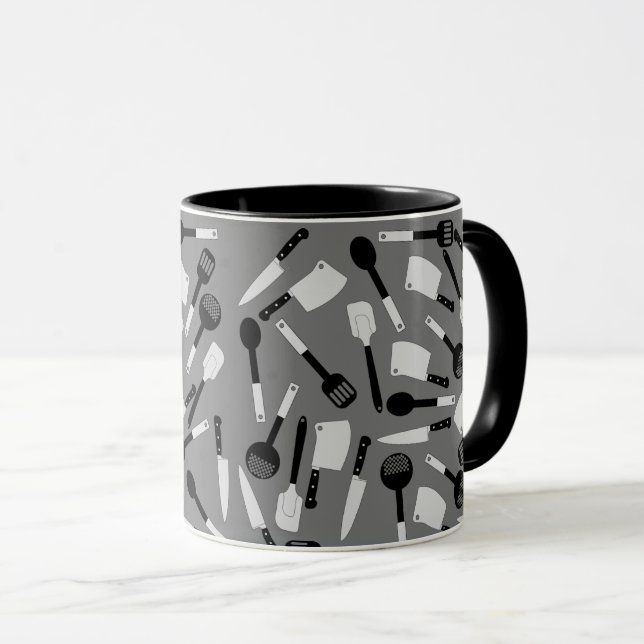 Caneca Padrão de Utensílios de cozinhar (Frente Esquerda)
