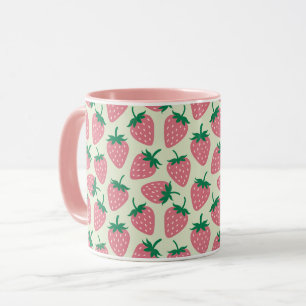Caneca Padrão de Verão Morango Rosa