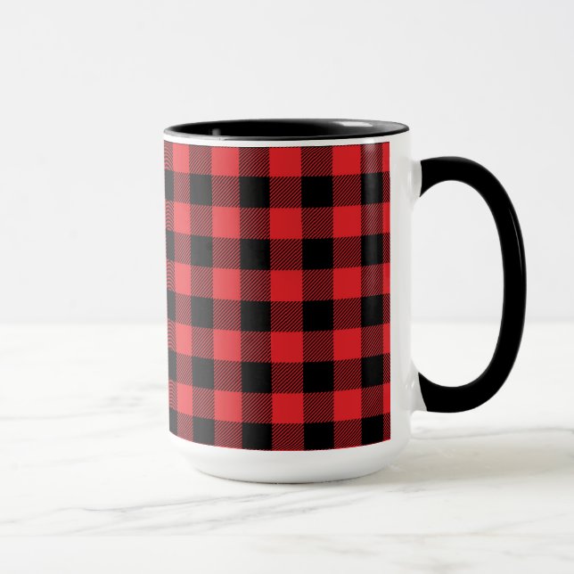 Caneca Padrão de Verificação do Flannel Buffalo Vermelho (Direita)