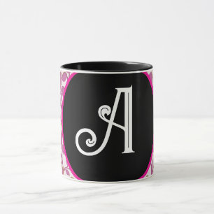 Caneca Padrão de videira botânica rosa Folha floral ele