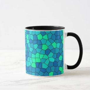 Caneca Padrão de Vidro Azul Ciano Verde Teal