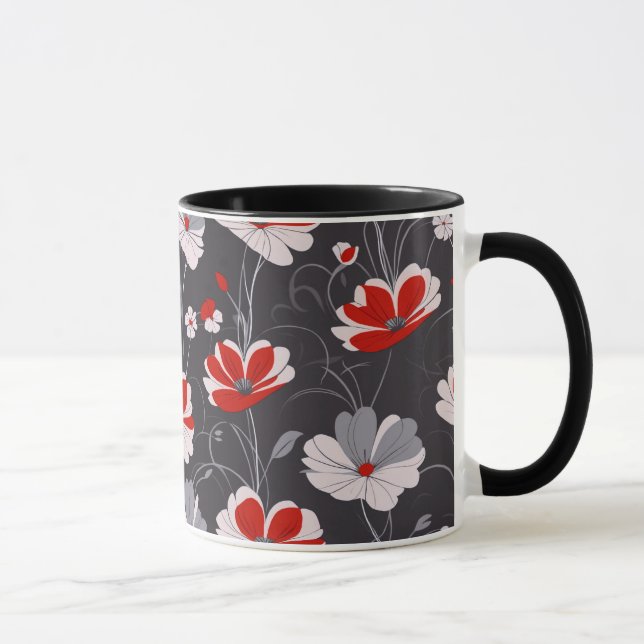 Caneca Padrão de vindima, design floral elegante (Direita)