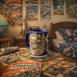 Caneca Padrão de Vinhetas de Arte de Quadrinhos de Ficção