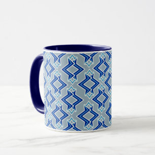 Caneca Padrão de wallpaper Art Deco, Cinzas / Cinzas e az
