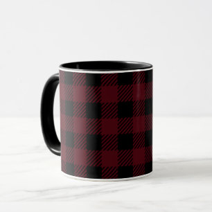 Caneca Padrão de Xadrez de Buffalo vermelho e preto