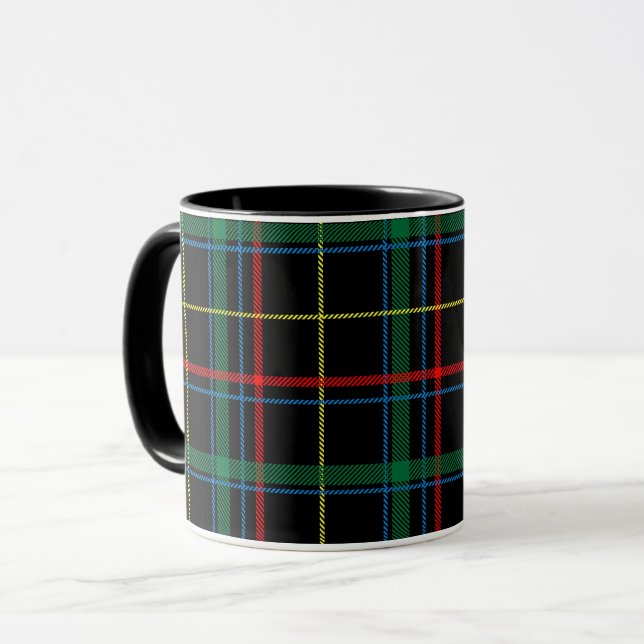Caneca Padrão de Xadrez de Tartan, Verde, (Frente Esquerda)