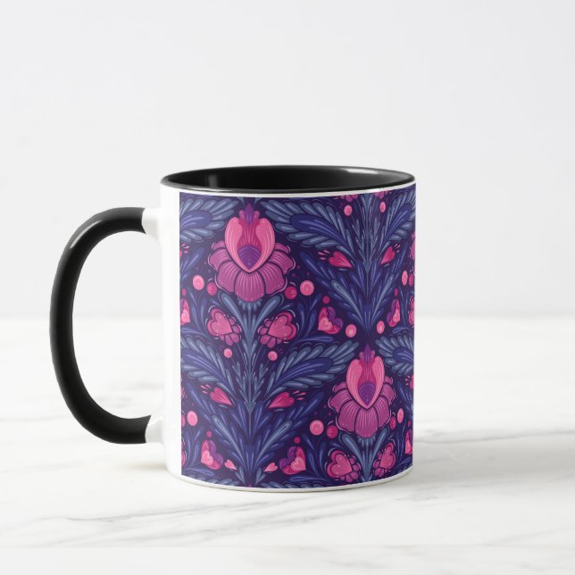 Caneca Padrão decorativo com corações (Esquerda)