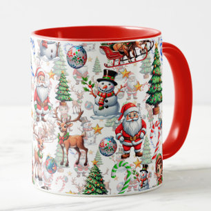Caneca Padrão Decorativo de Natal com Fundo Branco
